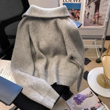 Autumn Winter New knitted Cardigan Sweater Women Fashion Long-Sleeved Zipper High Neck Coat Female Loose Sweater Ladies Tops