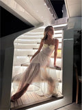 Transparent Mesh Slip Dress Sexy Hollow Out A-line Long Dress Fashion Female Vestidos 2025 Summer New Sheer Club Party Dress