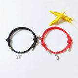 2Pcs Fashion Star Moon Magnetic Pendant Couple Bracelets for Women Handmade Rope Chain Bracelet Friendship Minimalist Jewelry