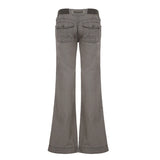 American Retro Causal Solid Women’s Jeans Straight Loose Fashion Trendy All-Match Drawstring Trousers