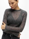 Fashion Solid Round Neck Thin Knitted Sweater Elegant Long Sleeve Bodycon Pullover 2024 New Autumn Lady Commuting Street Outwear