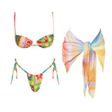 Sexy Printed Bikini 2025 Women Swimsuit Push Up Swimwear Female Bandeau Biquini Halter Bathing Suit Summer Bodysuit Beachwear