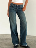 Women's Y2K Wide Leg Denim Pants Baggy Low Waist Wide Leg Boyfriend Jeans Casual Vintage Loose Jeans Streetwear