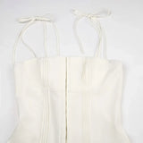 White Sleeveless Pleated Strappy Mini Dress