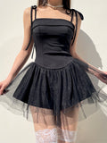 Pleated Mesh Patchwork Tulle Slim Dress