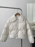 Retro Corduroy Cotton Parkas Women Winter Long Sleeve Sweet Short Coat Korean Thick Warm Pockets Lady Solid Vintage Outwear