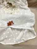 Dot Embroidery Lace-up Sweet T Shirt Women Summer Lace Trim Scoop Collar Puff Sleeve T-shirts Vintage Cute Blouse Y2k Crop Tops