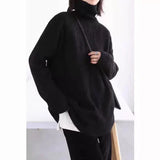 Oversized Turtleneck Sweater Soft Rib Knit Long Sleeve High Neck Pullovers Women Plain Jumper Autumn Winter 90s Normcore Outfit