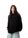 Hip Hop Y2K Gray Cardigan Sweaters Women Loose Streetwear V Neck Design Knitted Coat Casual Vintage Long Sleeve Bf Gothic Tops