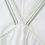 Boho Casual V-neck Short Dress 2025 New Plant Embroidery Loose Fashion Women Dress Vacation Beach Summer Female Clothing