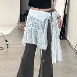 Skirts Women Solid Hollow Out Chic Lace-up Design Streetwear Daily Sweet Spicy Girls Layering Trendy Harajuku Popular Summer