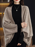 Wrap Shawl Open Cardigan Cape Sweater for Women Loose Open-front Knitted Jacket Soft Poncho Fine Knitwear Ladies Elegant Outfit