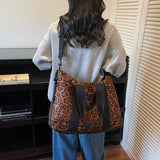 Pbong  Lazy Style Large Capacity Autumn Winter Handbag Tote Bag Travel Bag Dry Wet Separation Urban Simple Canvas Bag Soft Zipper Cl...