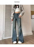 Hong Kong Style Fringe Loose-fit Bootcut Jeans Women's High-waisted Vintage Slimming American Style Bell-bottom Pants