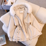 New Fashion Women Winter Jacket Fake Fur Collar Oversized Long Coat Hooded Warm Lining Female Puffer Jacket Parkas Mujer