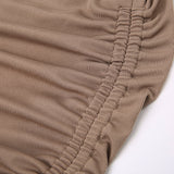 Khaki Drawstring Skinny Hooded Mini Dress