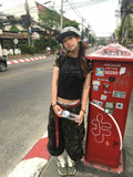 Punk Shorts Street Casual Summer Women Camouflage Harajuku Vintage High Waist Loose Shorts Y2K Wide Leg Baggy  Denim Shorts