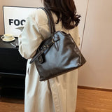 Pbong  PU Retro Tote Bag for Women Winter Trend New Fashion Y2K Handbags Females Travel Shoulder Crossbody Bags