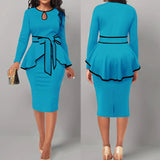 Pbong  SexyElegant Amazon Cross-Border Suit Dress Ruffle Edge Top Side Slit Skirt 2-Piece Set For Women