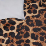Pbong  Sexy Slim-Fitting Leopard Print Bodysuits Deep V-Neck Long Sleeve Rompers Women Autumn Spring Fashion Streetwear Ladies