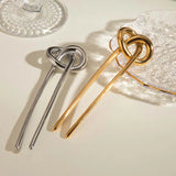 Stainless Steel Gold Color Knot Hair Stick For Women Fashion Metal U-Shaped Glossy Hairpin Hair Jewelry Accessories Gift