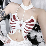 Pbong  Summer American Sexy Gothic Backless Camisole Vest Women Y2K Butterfly Skull Aesthetic Mini Camisole Harajuku 2000s Streetwear