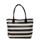 Pbong  Large Capacity Straw Woven Tote Bag Casual Shoulder Summer Travel Handbag Urban Minimalist Style Polyester Lining Zipper Opening