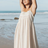 Fashion Embroider Linen Blended Casual Beach Dress Loose Backless Vacation Dress New Square Collar Fashion Vestidos