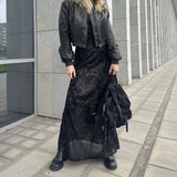 Pbong  Women's Party Clubwear Glitter Shiny Sequined Elastic Waist Spring Summer Vintage Straight Long Skirts Streetwear