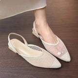 Pbong  Pointed Toe Women's Sandals Mesh Heeled Shoes Woman Elegant Slippers Chunky Walking Dress Slippers Fashion Mujer De Sandalias