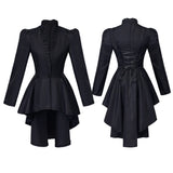 Women Medieval Victorian Gothic Steampunk Coat Tuxedo Tailcoat with Irregular Hem Vintage Trench Frock Outfit for Cosplay Party