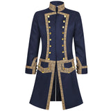 Medieval Men's Colonial Military Double Breasted Stand Collar Uniform Tailcoat Gothic Steampunk Jacket Cosplay Costume Adult
