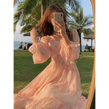 Pbong  Pink and Tender Printed Dresses with Beautiful Clear and Romantic Atmosphere Cute Long and Short Style of Celebrity Lady
