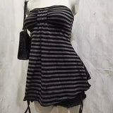 Pbong  Y2k Aesthetic Punk American High Street Thicn Strapless Harajuku Constrast Color Striped A-line Tank Top Spice Girl Punk Tee
