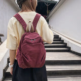 Pbong  100% Cotton Small Backpacks Solid Black Leisure Or Travel Bags Soft Canvas Packages For Women High Quality Cloth Shoulder Bags