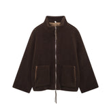 Winter Chic Girl Lamb Fleece Women's Short Jacket Zipper Long Sleeved Pocket Warm Coat Fashion High Street Female Outerwear
