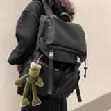 Pbong  New Drawstring Hasp Buckles Casual Backpack Men Women College School Bags Notebook Backpacks Simple 15.6 Inch Laptop Bag For Men