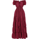 Renaissance Medieval Dress Women Irish Off Shoulder Short Sleeves Elastic Waist Elegant Sexy Long Dress Party  Adult Clothing