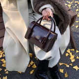 Fashion Mini Satchel Shoulder Bag with Vintage Top Handle Bag Detachable Crossbody Strap Casual Tote Bag Daily Handbag Purse