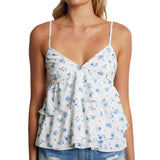 Women's Camisole Tops Spaghetti Straps Floral Pattern Ruffled V Neck Crop Tank Tops for Summer