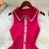 Pbong  Chic Fashion A-line Short Women Dress Elegant Turn-down Collar Aesthetic Summer Dress Lady Harajuku Black Party Vestido