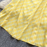 Chic Sexy V-neck Plaid halter Ruched Fairy A-line loose Summer  Women Boho Sundress  women clothing