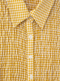 Yellow Plaid Mini Dress Single Breasted Slim Short Dresses For Women 2025 New Turndown Collar Short Sleeve Casual Dress Summer
