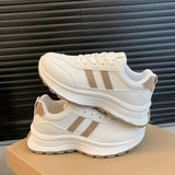 Pbong  Women's Lightweight Sports Shoes New Trendy Versatile Casual Thick-Soled Comfortable Sneakers for Women White Shoes