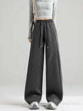 Preppy Style Black Sweatpants Women Vintage High Waist Loose Straight Pant Korean Casual Fall Lace Up Wide Leg Trousers New
