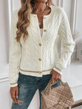 Women's Minimalist round Neck Long Sleeve Knitted Cardigan Sweater New Style Comfortable Soft Material Fashionable Outerwear