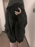Pbong  2000S American Vintage Striped Patchwork Loose Hooded Sweatshirt Y2k Subculture Casual Zip Up Hooded Cardigan Harajuku Coats