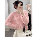 2025 Autumn And Winter heavy industry Women Knitted Cardigan Sweater Coat Imitation mink fur comfortable Female Sweater Jacket
