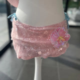 3D Flower Trim Sequin Shine Pencil Skirt Women High Waist Skirt Sexy Club Party Coquette Glitter Sparkle Mini Skirt Streetwear