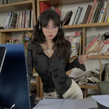 Korean Fashion Designer Butterfly Y2k Fashion Women Shirts Blouses Long sleeve Top Elegant Youth Clothing Sexy Shirt